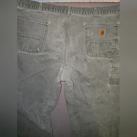 Vintage Carhartt B11 MOS Washed Duck Work Carpenter Pants Moss Green 38x32 - Picture 5 of 8